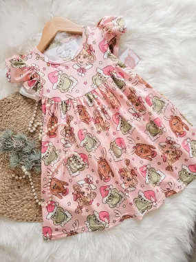 $16.00 EA - 2-3 X 1, 3-4 X 1, 4-5 X 1, 5-6 X 1, 6-7 X 1 - Christmas Girl Fun Character Dress - Pink Cindy Lou