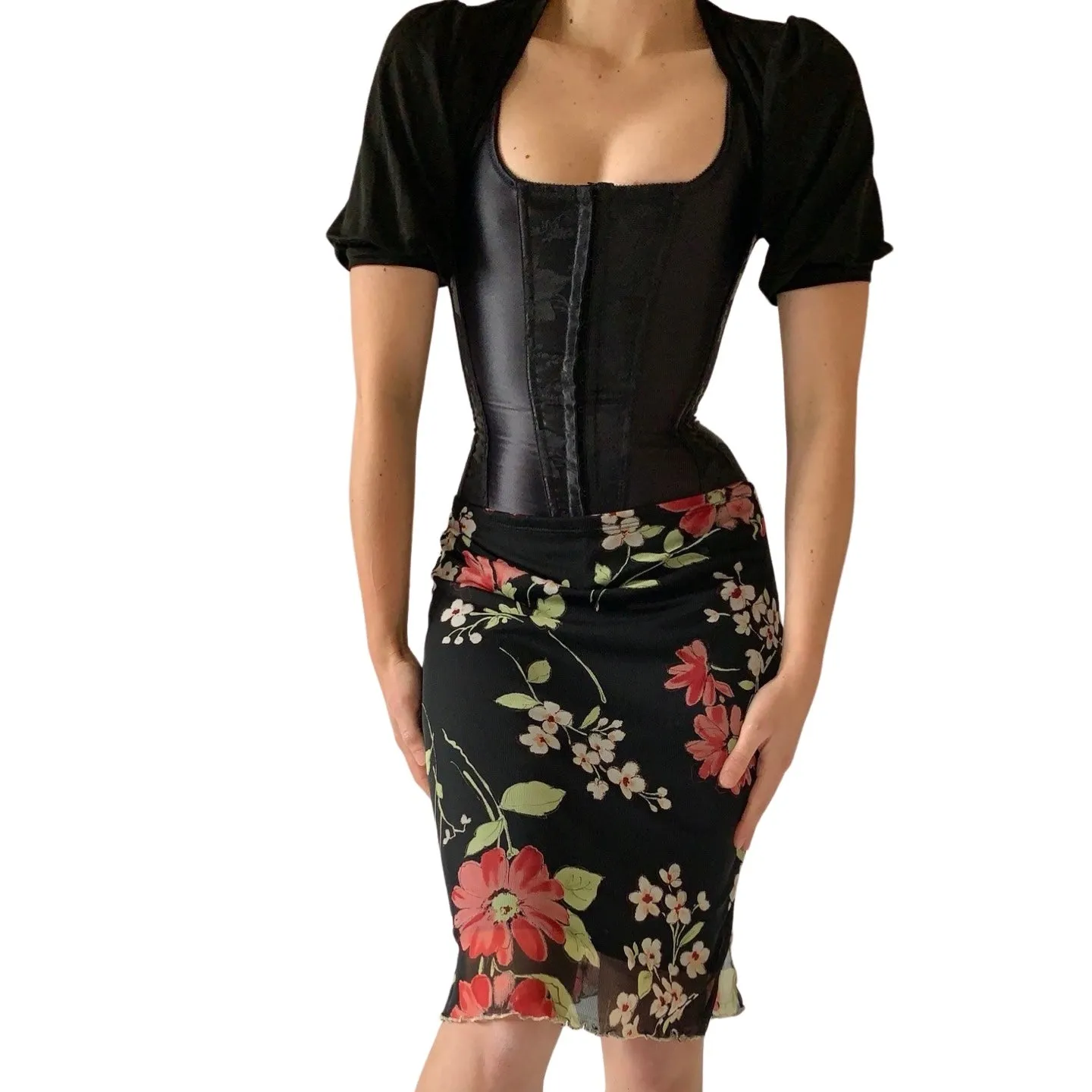 90s Floral Mesh Midi (S/M)
