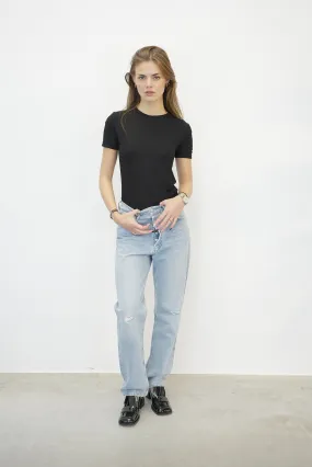 90s LOOSE FIT JEANS WITH PINCH WAIST IN FLASH