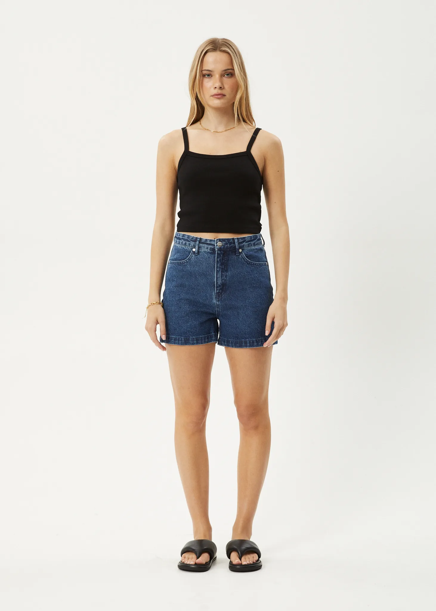 AFENDS Womens Seventy Threes - Denim Shorts - Authentic Blue