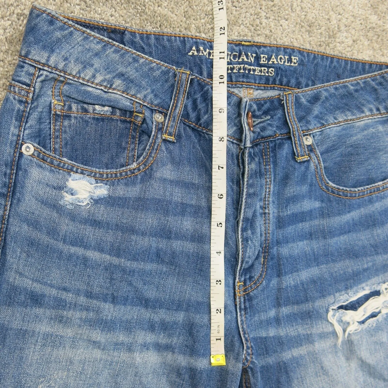American Eagle Outfitters Women Skinny Jeans Distressed Five Pockets Blue SZ 4