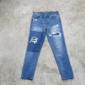 American Eagle Outfitters Women Skinny Jeans Distressed Five Pockets Blue SZ 4
