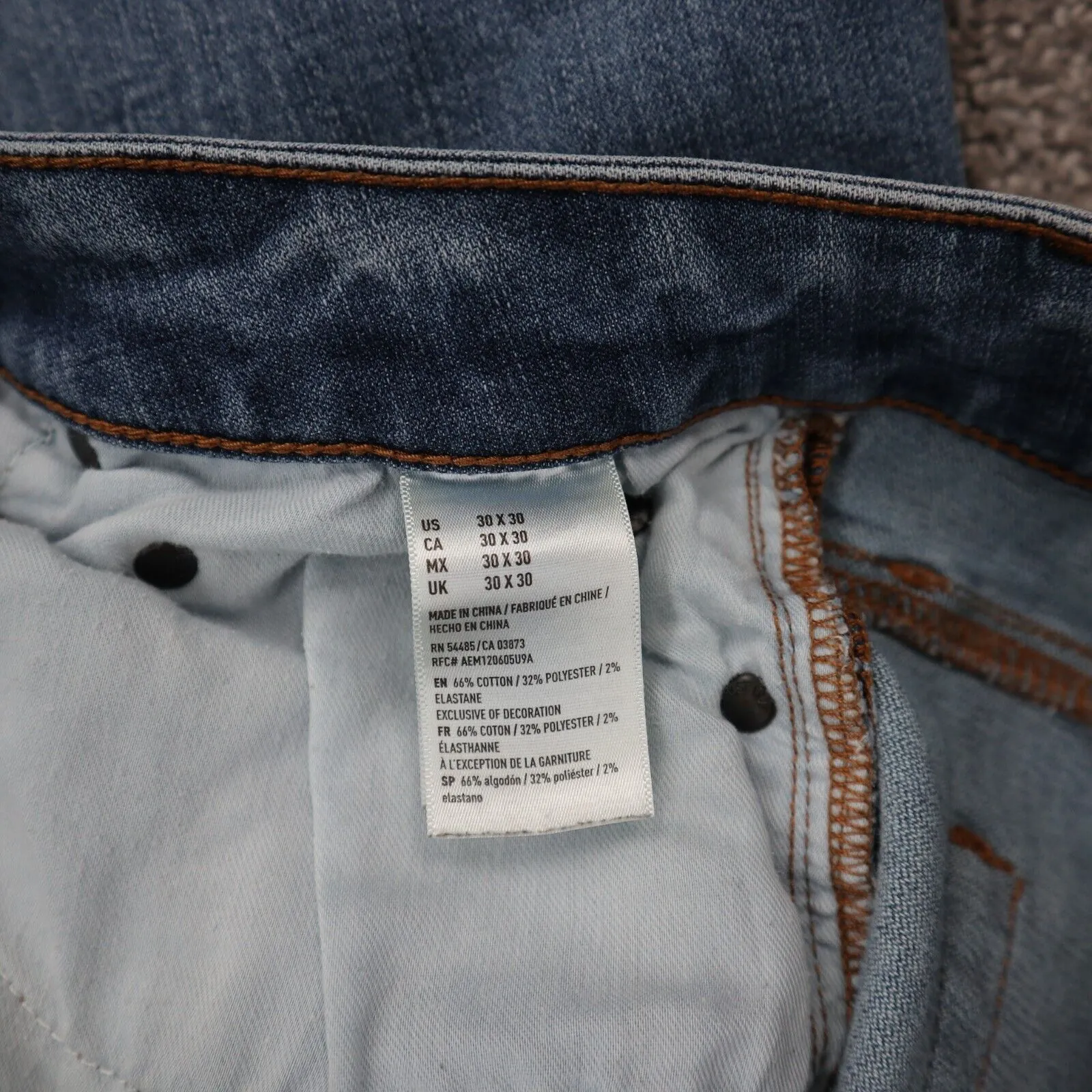 American Eagle Womens Jeans Straight Leg Extreme Flex Mid Rise Blue SZ W30XL30
