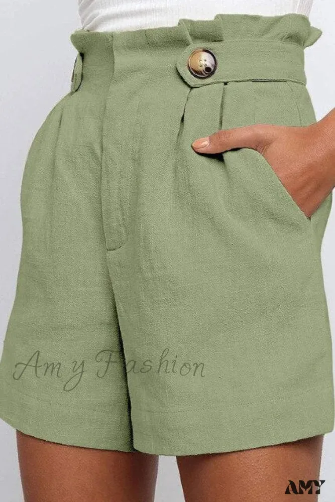Amy Fashion - Casual High Waist Loose Cotton Hemp Shorts