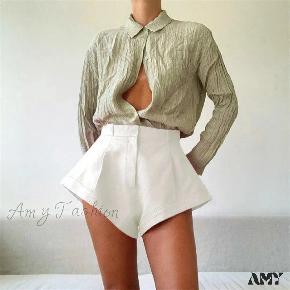 Amy Fashion - Wide Leg High Waist Loose Sexy Casual Shorts