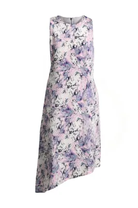 Asymmetric Sleeveless Silk Dress in Multi