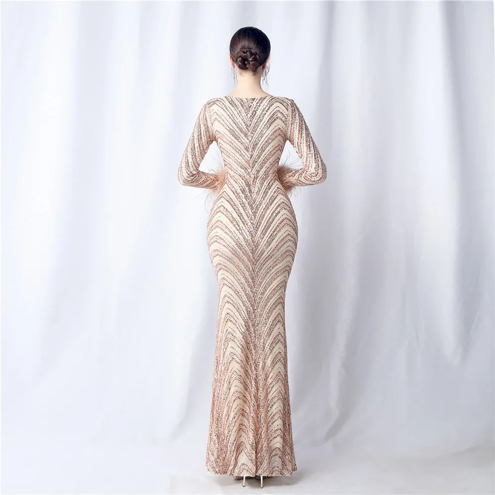 Aveline-31611 Long-Sleeve High-End Evening Dress