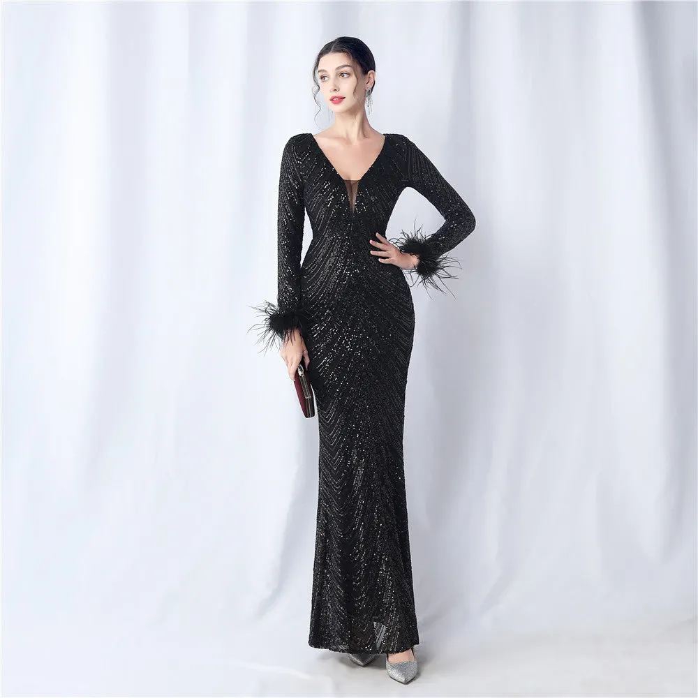 Aveline-31611 Long-Sleeve High-End Evening Dress