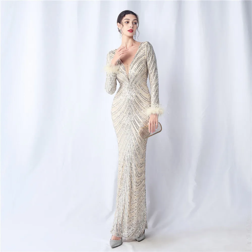 Aveline-31611 Long-Sleeve High-End Evening Dress