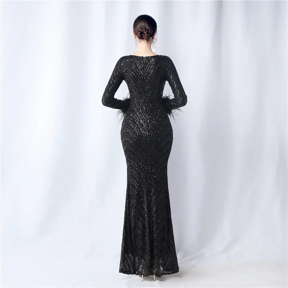 Aveline-31611 Long-Sleeve High-End Evening Dress