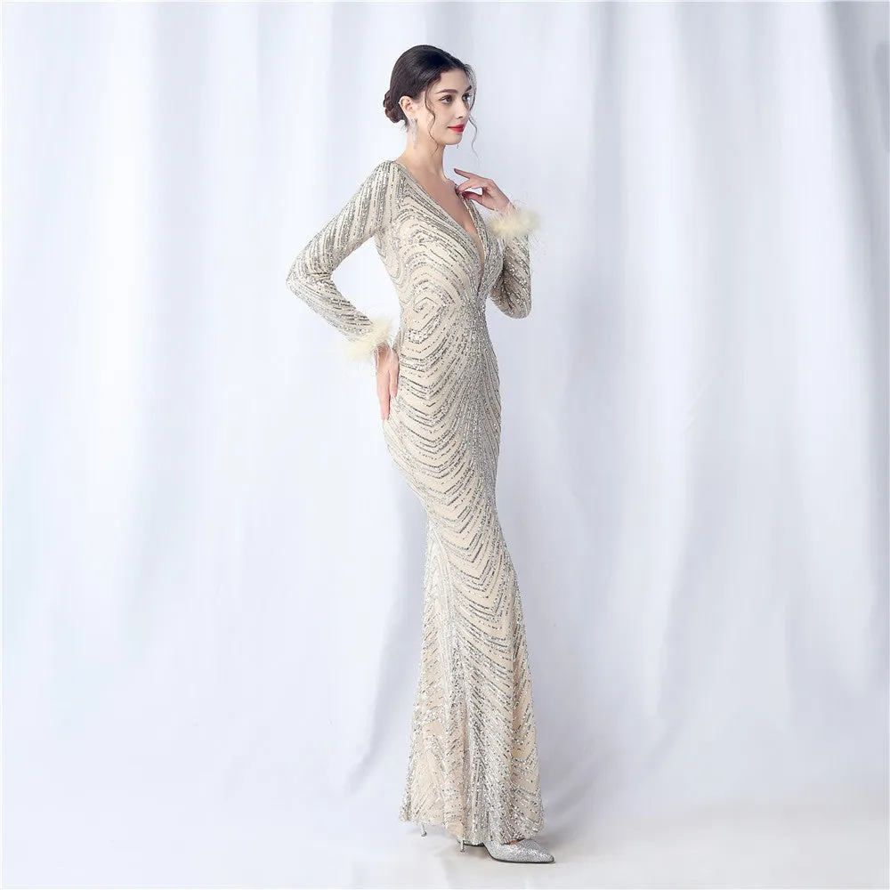 Aveline-31611 Long-Sleeve High-End Evening Dress