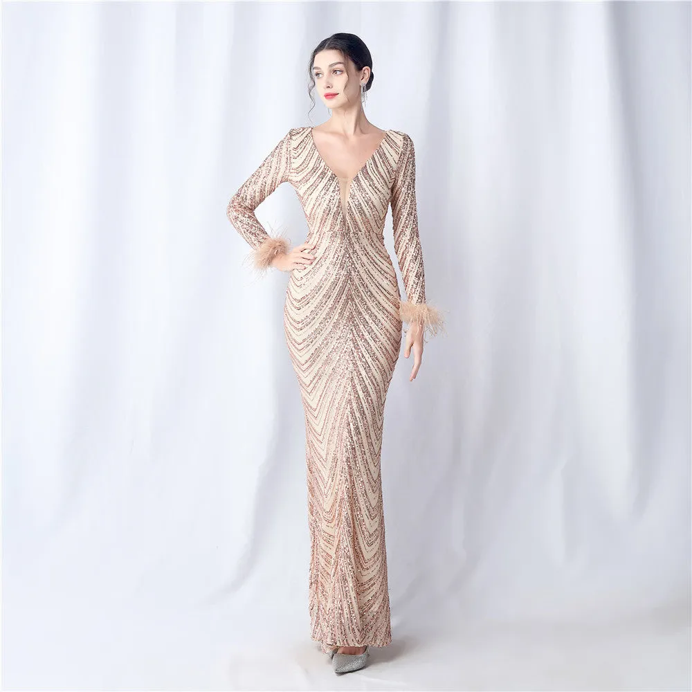 Aveline-31611 Long-Sleeve High-End Evening Dress