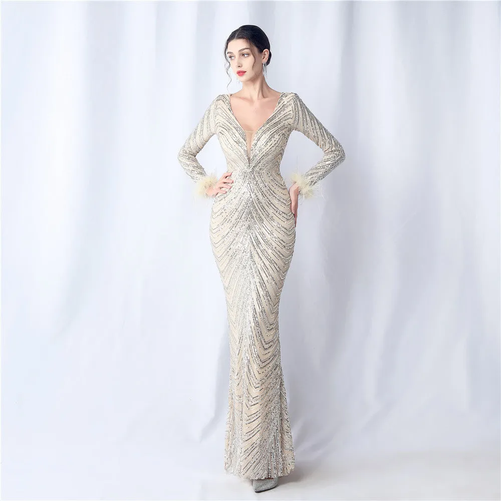 Aveline-31611 Long-Sleeve High-End Evening Dress