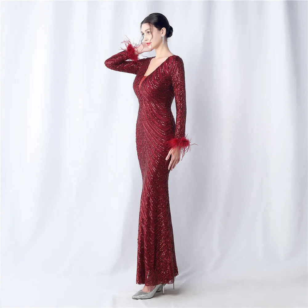 Aveline-31611 Long-Sleeve High-End Evening Dress