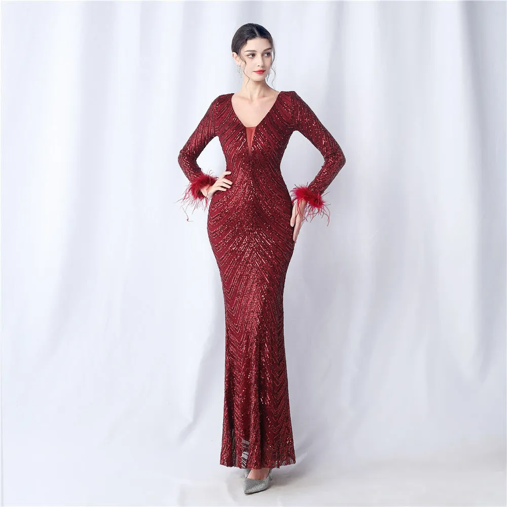 Aveline-31611 Long-Sleeve High-End Evening Dress