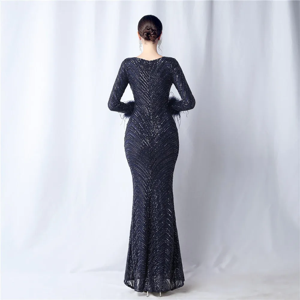 Aveline-31611 Long-Sleeve High-End Evening Dress
