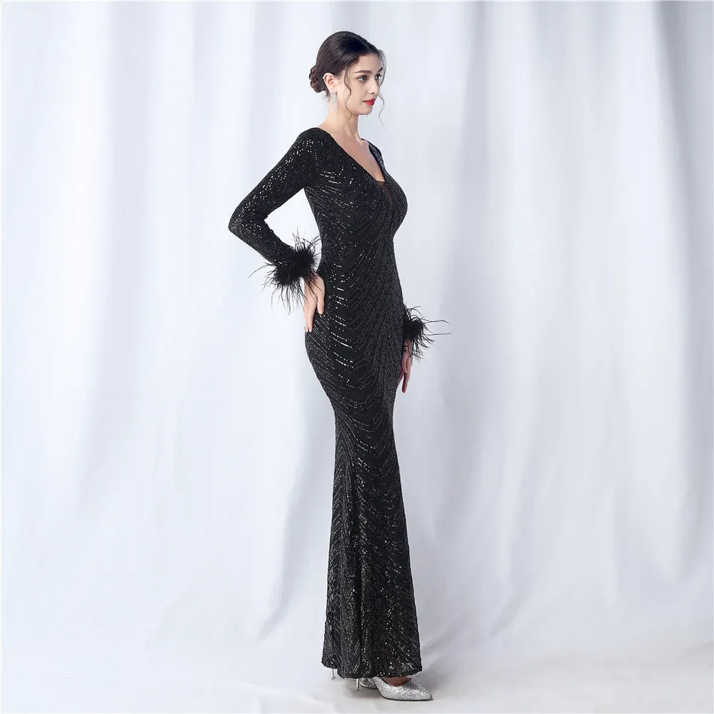 Aveline-31611 Long-Sleeve High-End Evening Dress