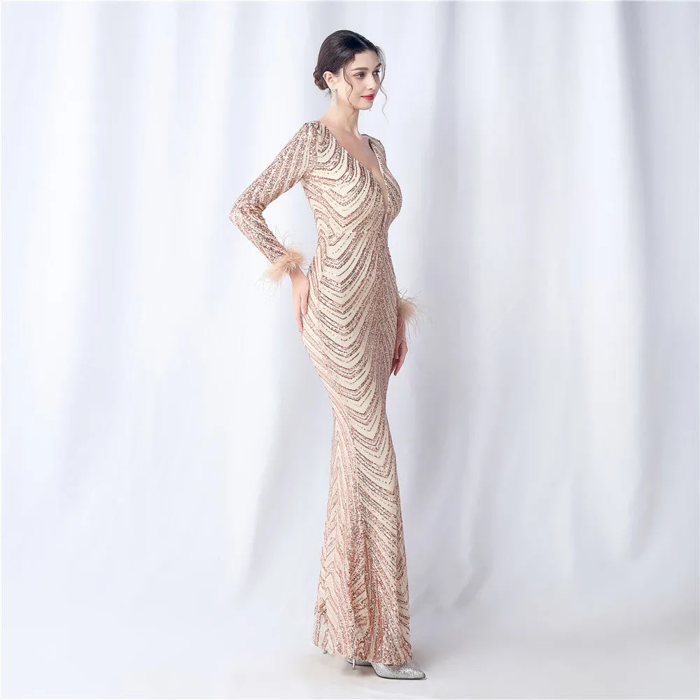 Aveline-31611 Long-Sleeve High-End Evening Dress
