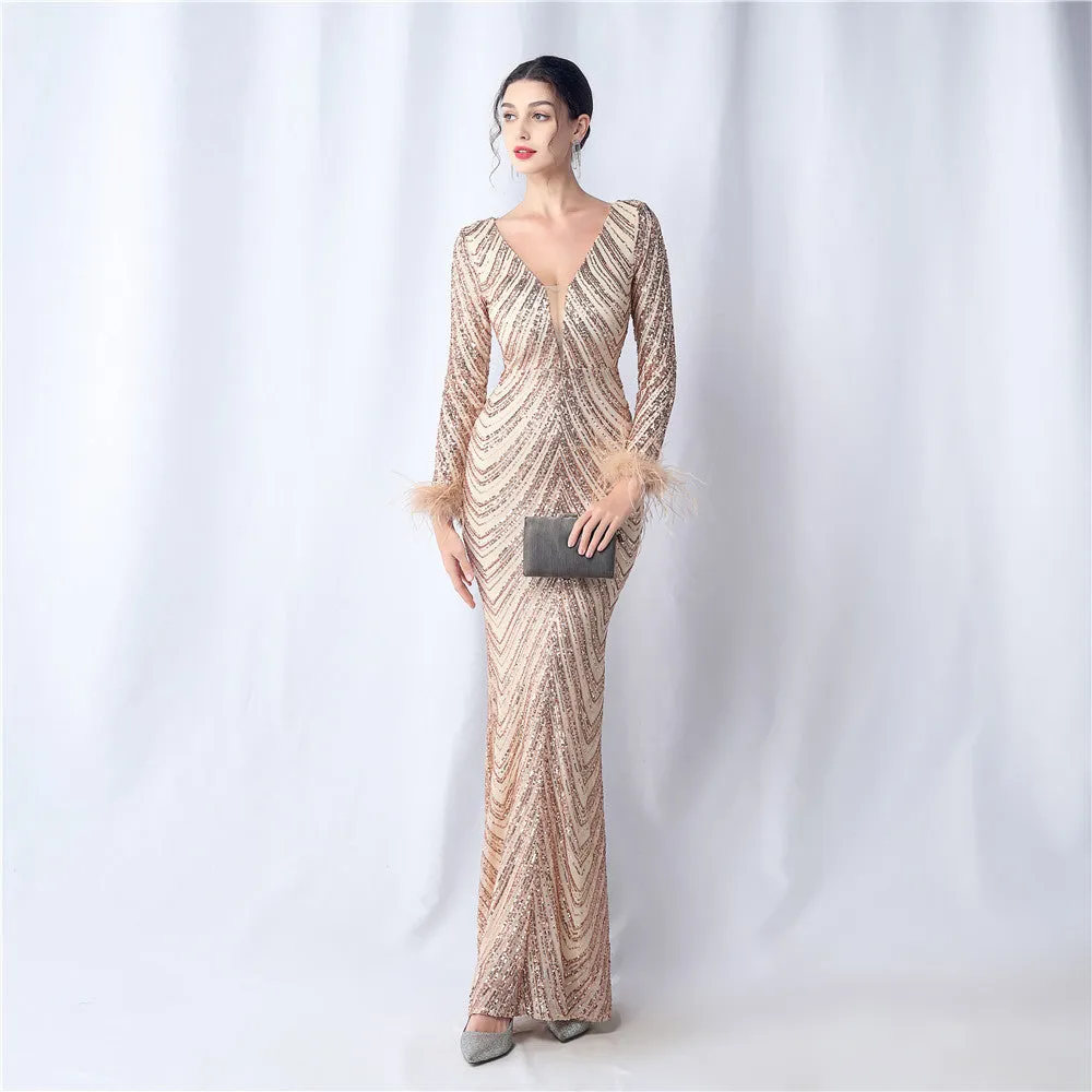 Aveline-31611 Long-Sleeve High-End Evening Dress