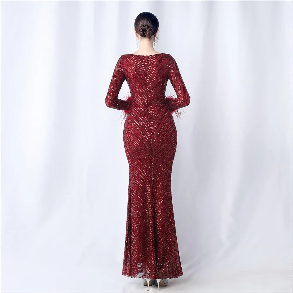 Aveline-31611 Long-Sleeve High-End Evening Dress