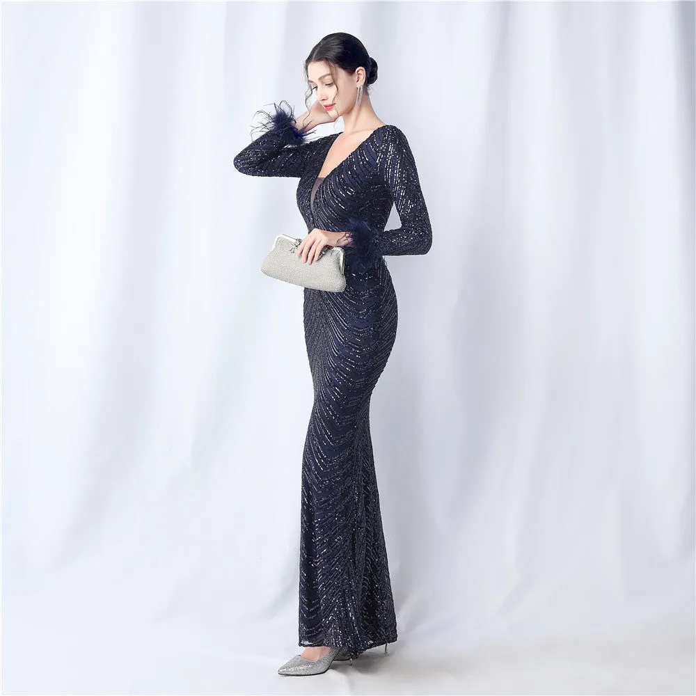 Aveline-31611 Long-Sleeve High-End Evening Dress