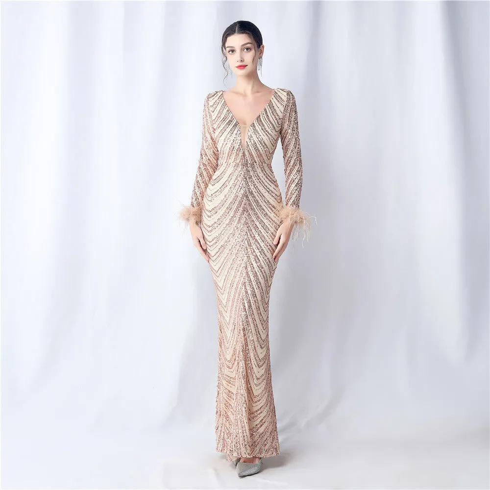Aveline-31611 Long-Sleeve High-End Evening Dress