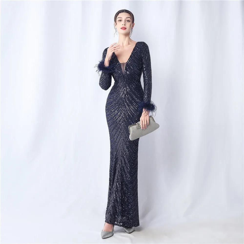 Aveline-31611 Long-Sleeve High-End Evening Dress