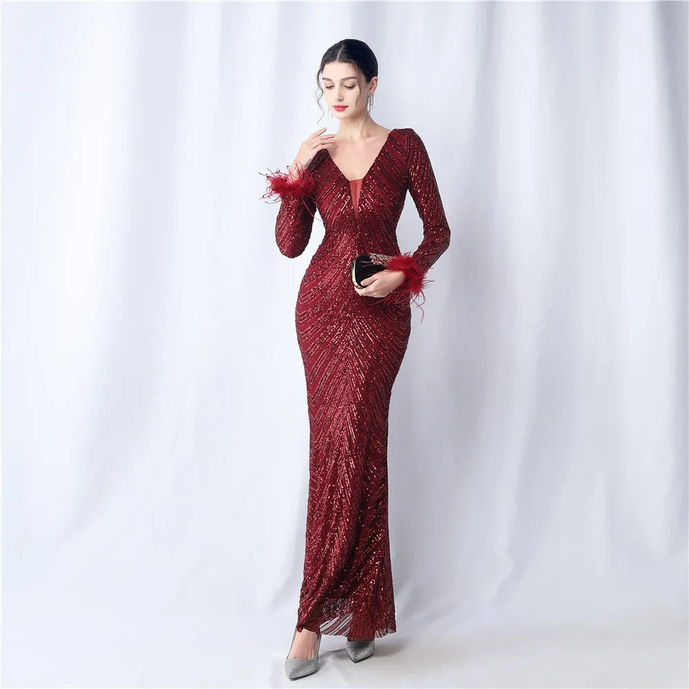 Aveline-31611 Long-Sleeve High-End Evening Dress