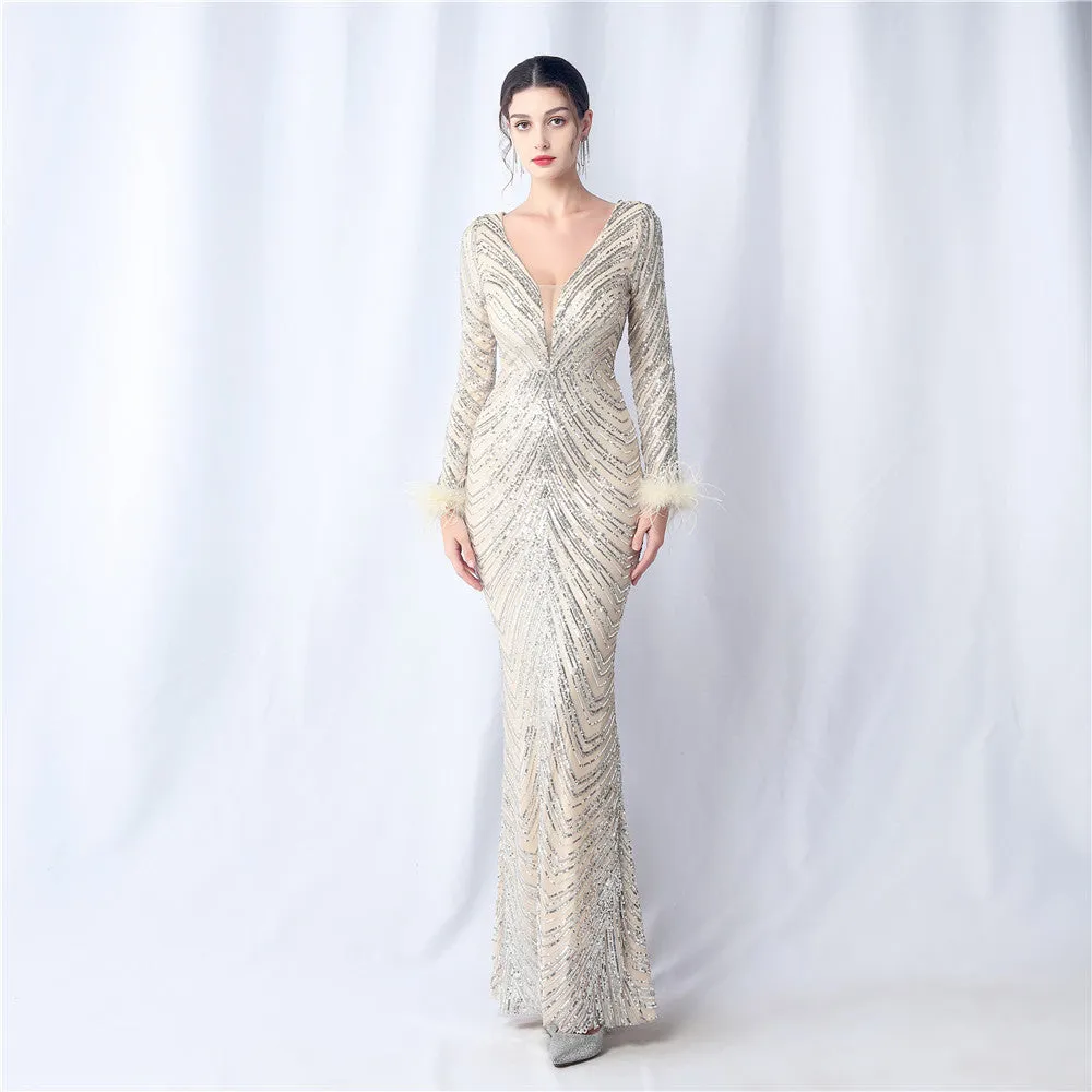 Aveline-31611 Long-Sleeve High-End Evening Dress