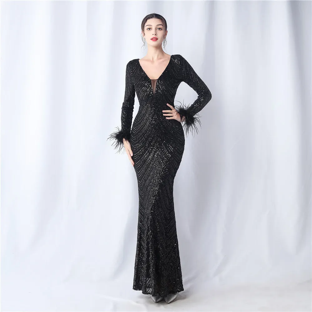Aveline-31611 Long-Sleeve High-End Evening Dress
