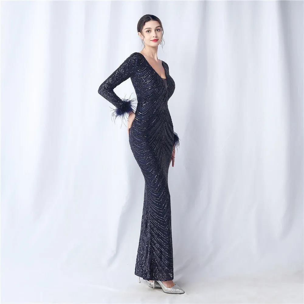 Aveline-31611 Long-Sleeve High-End Evening Dress