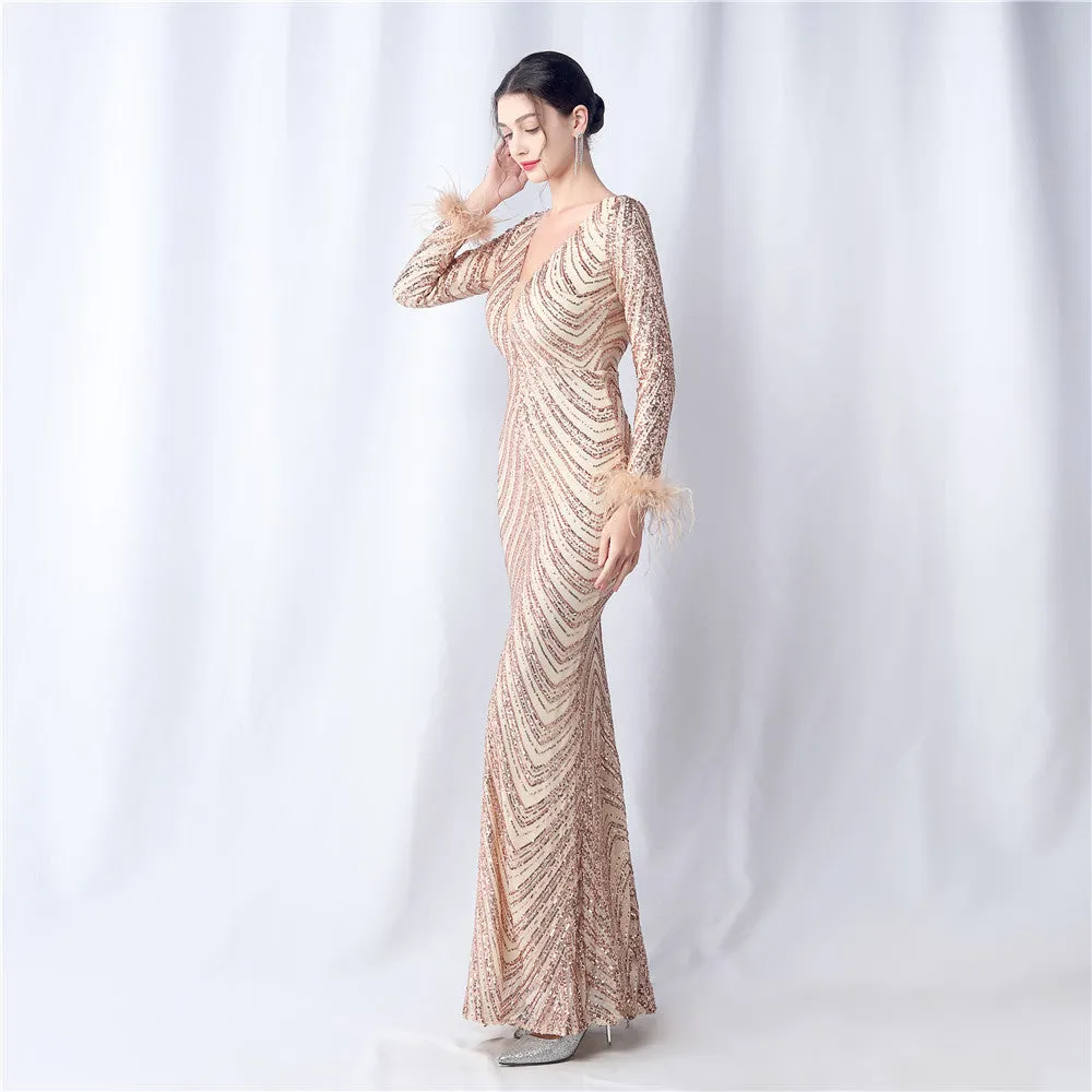 Aveline-31611 Long-Sleeve High-End Evening Dress