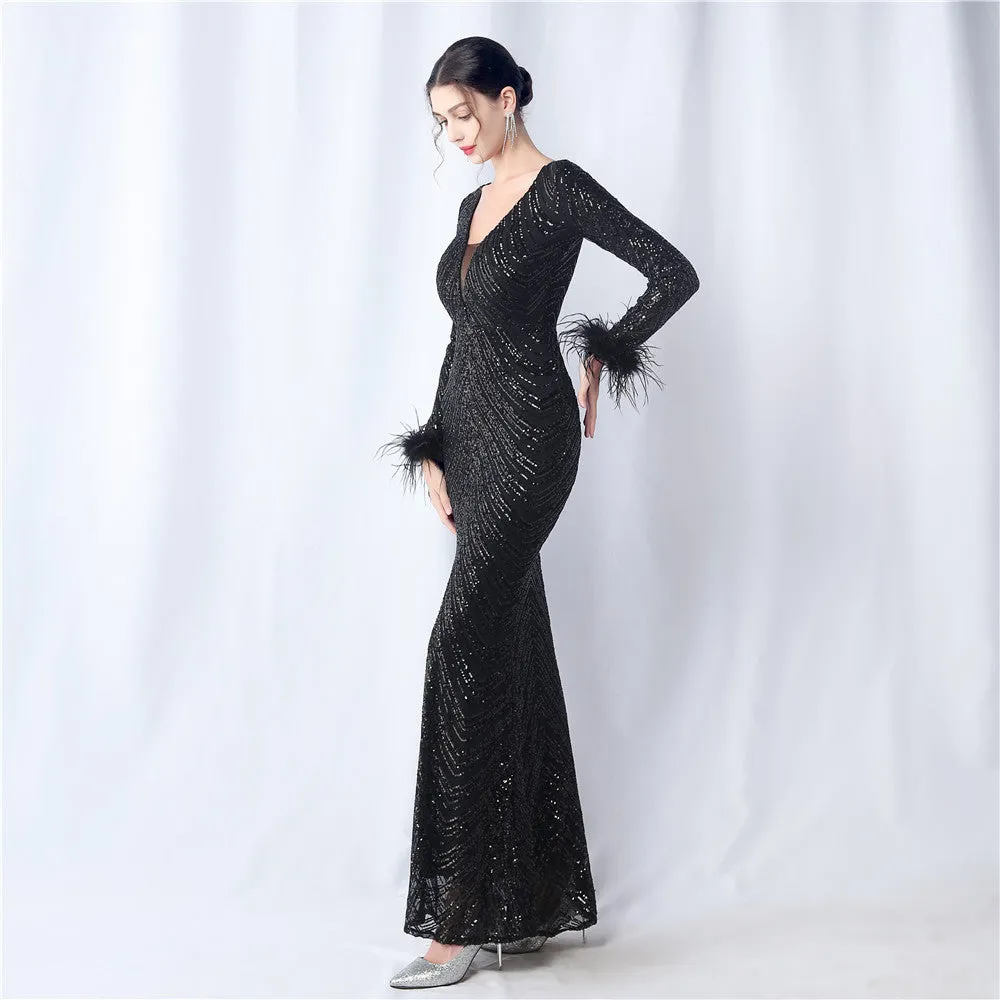 Aveline-31611 Long-Sleeve High-End Evening Dress
