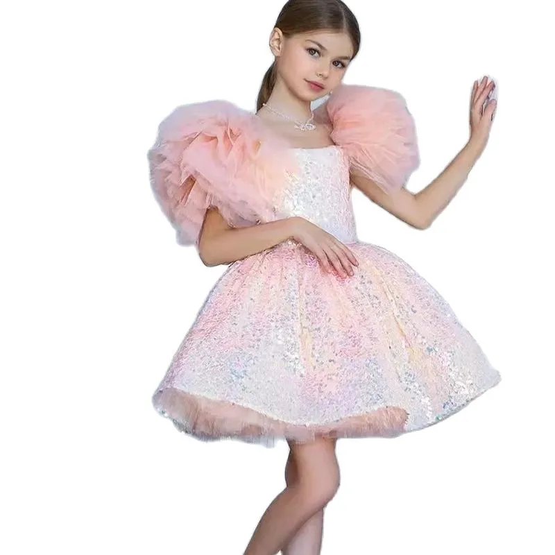 Baby/Kids Glitter Flower Girl Pink Dress for Prom/Wedding