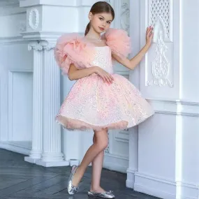Baby/Kids Glitter Flower Girl Pink Dress for Prom/Wedding