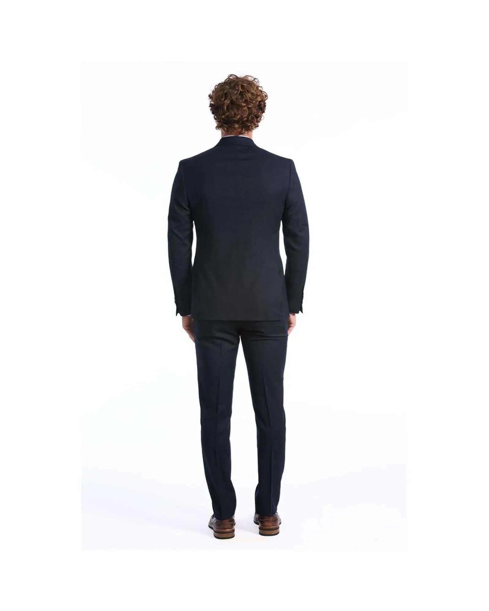 Baldinini Trend Double Breasted Wool Suit with Slim Fit Jacket and Straight Pants