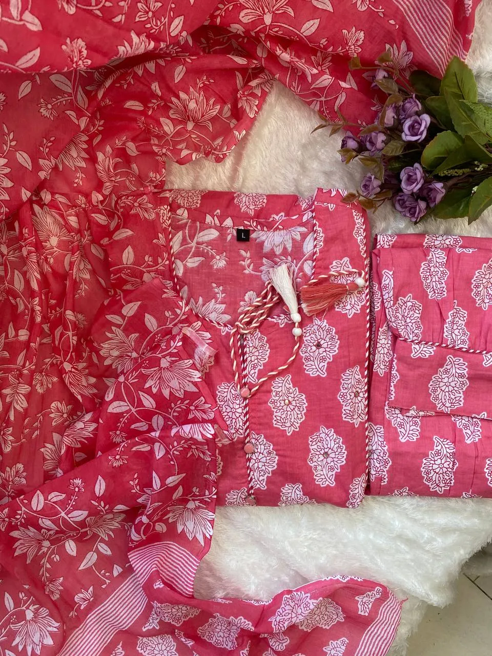 Beautiful Designer Heavy Pink Floral Afghani Salwar Suit