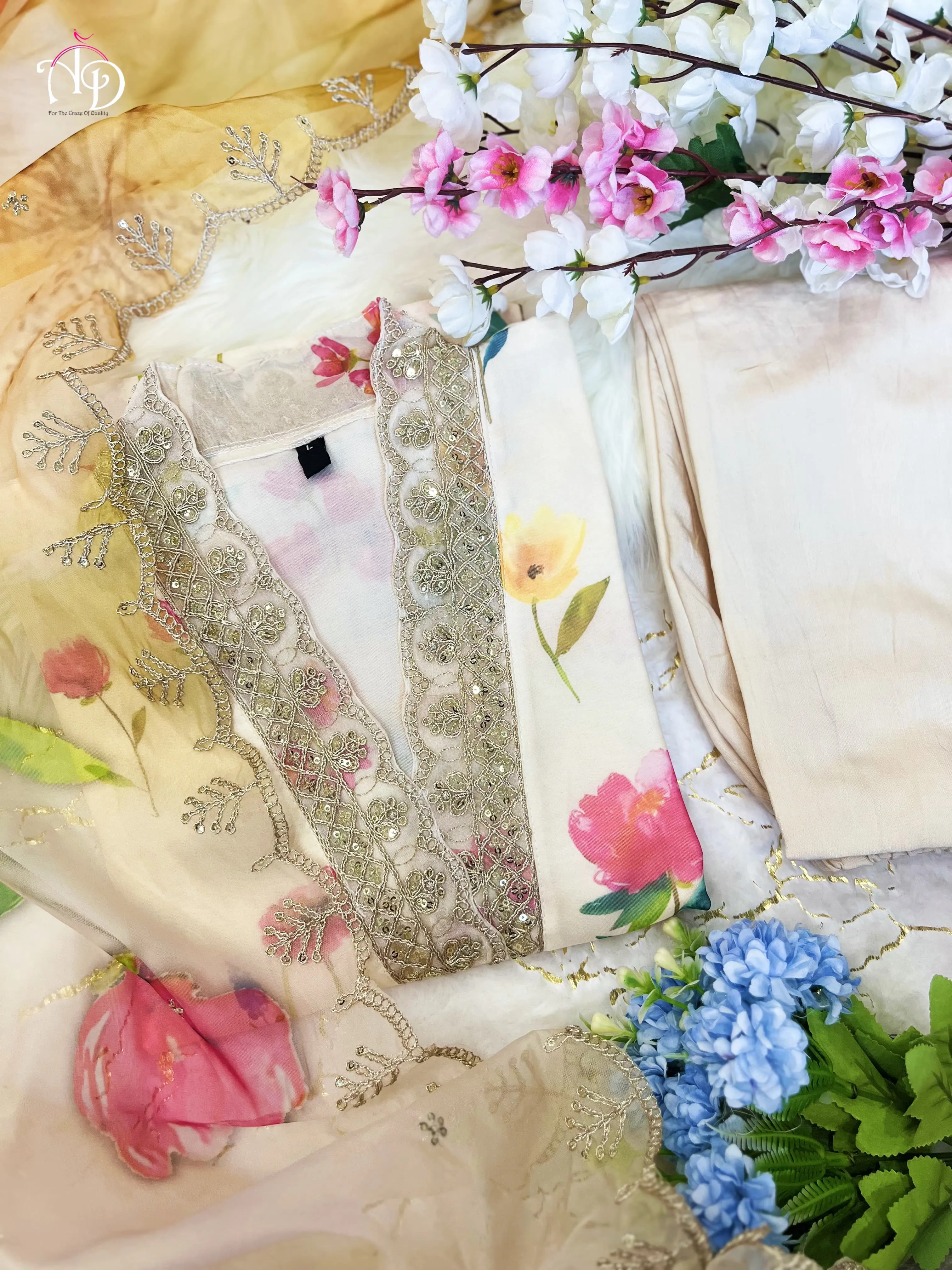 Beautiful Designer Pure Organza Silk Salwar Suit