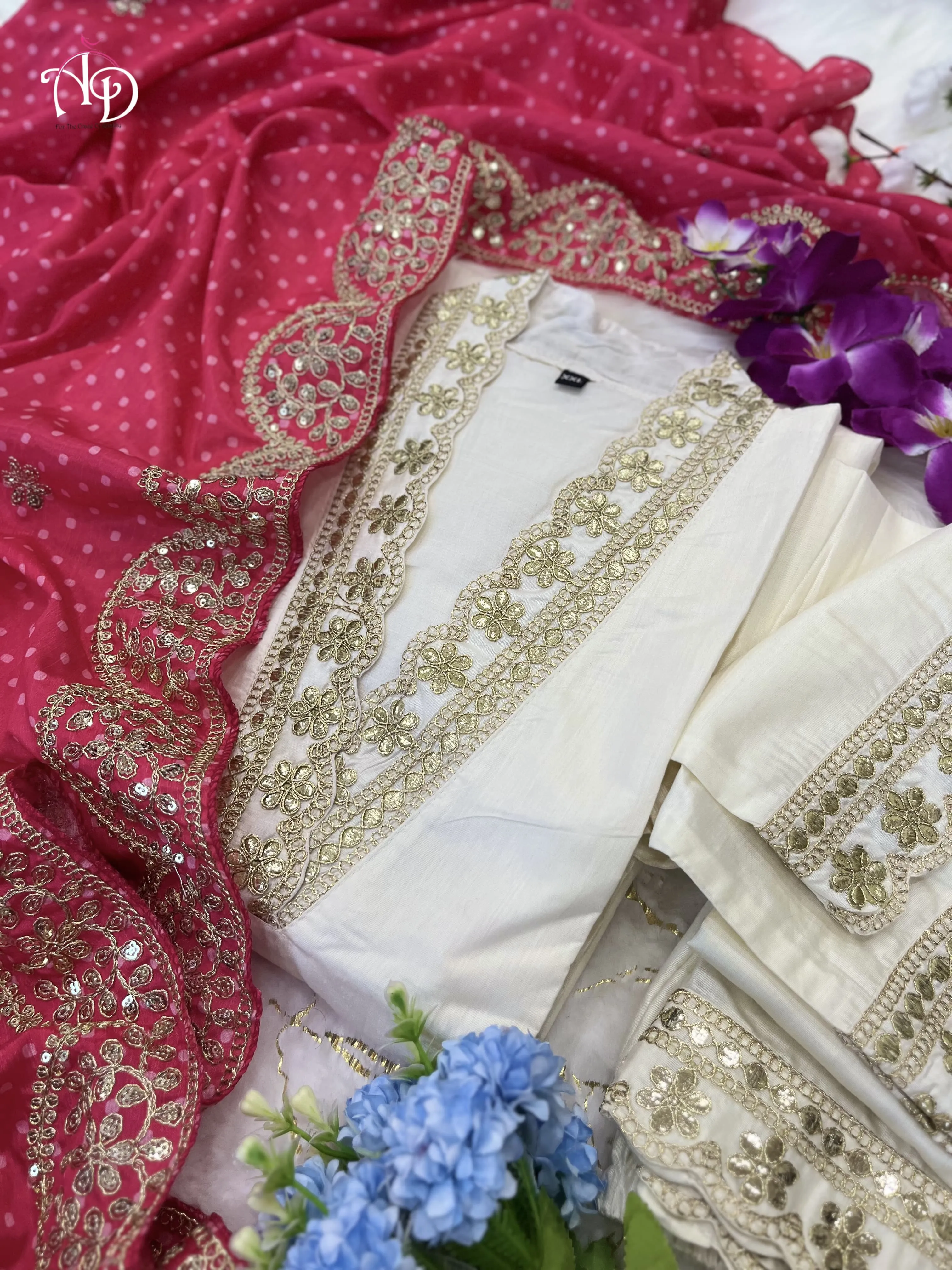 Beautiful Designer Purple Banana Cotton Silk Salwar Suit