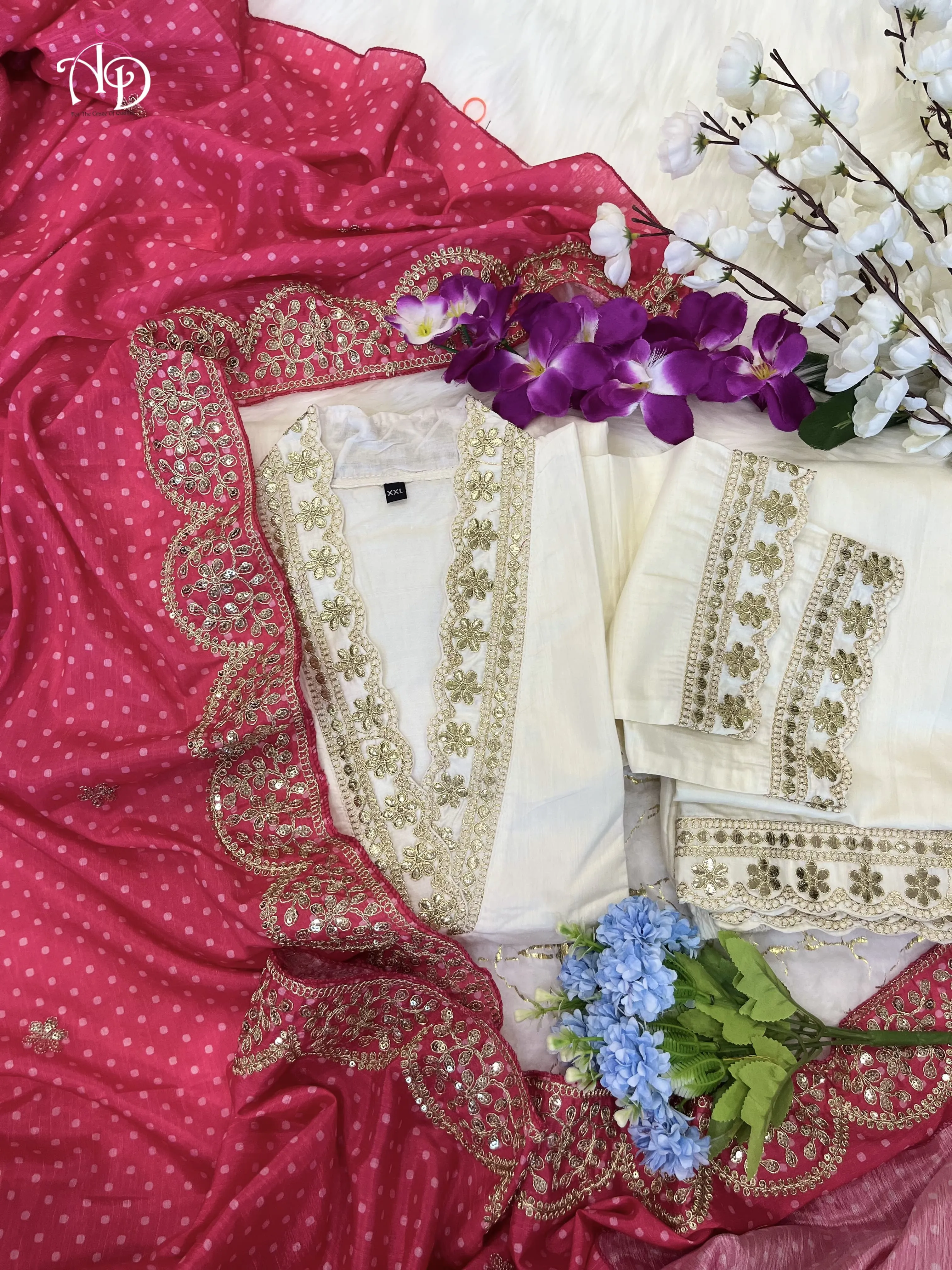 Beautiful Designer Purple Banana Cotton Silk Salwar Suit