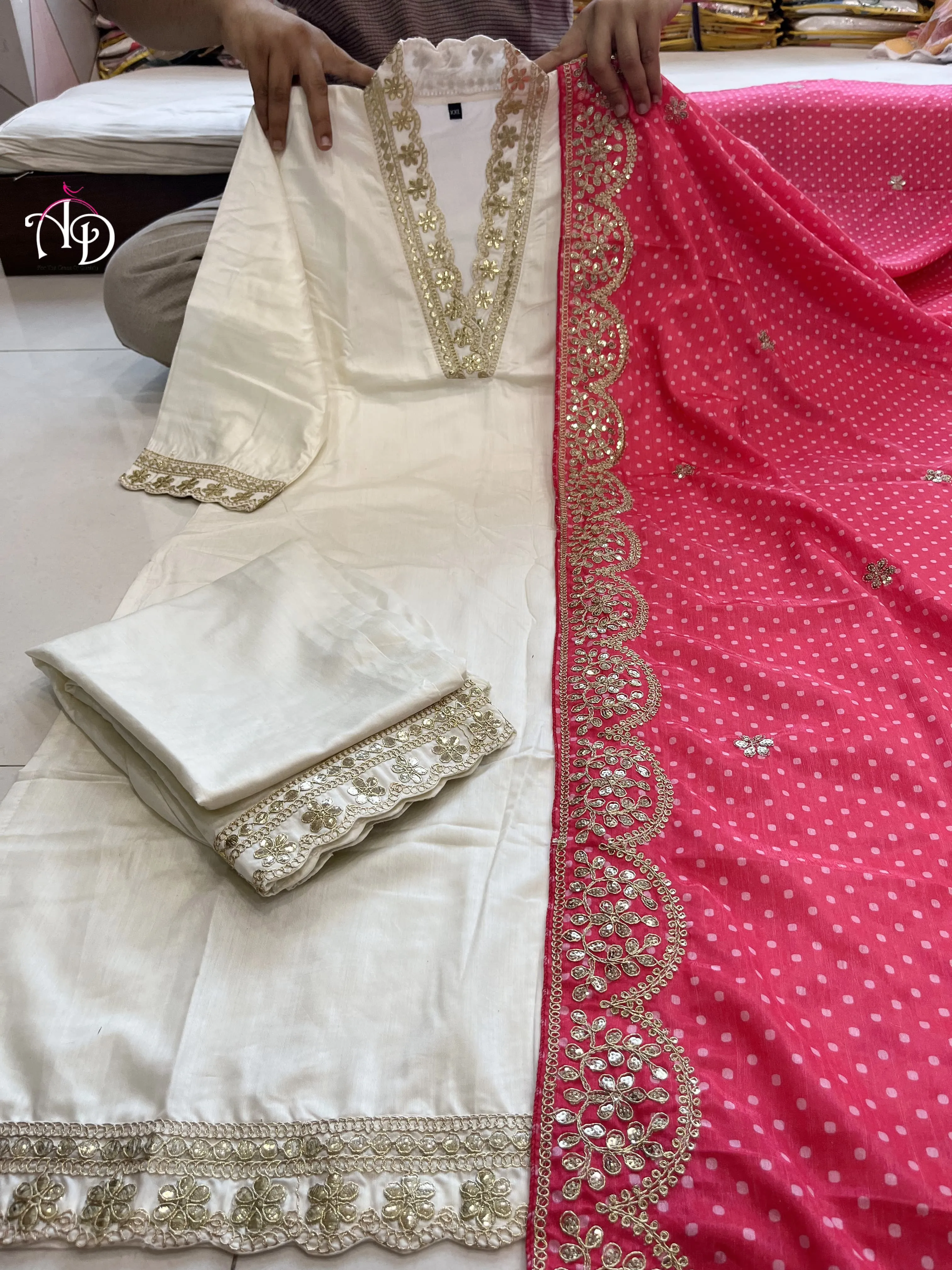 Beautiful Designer Purple Banana Cotton Silk Salwar Suit