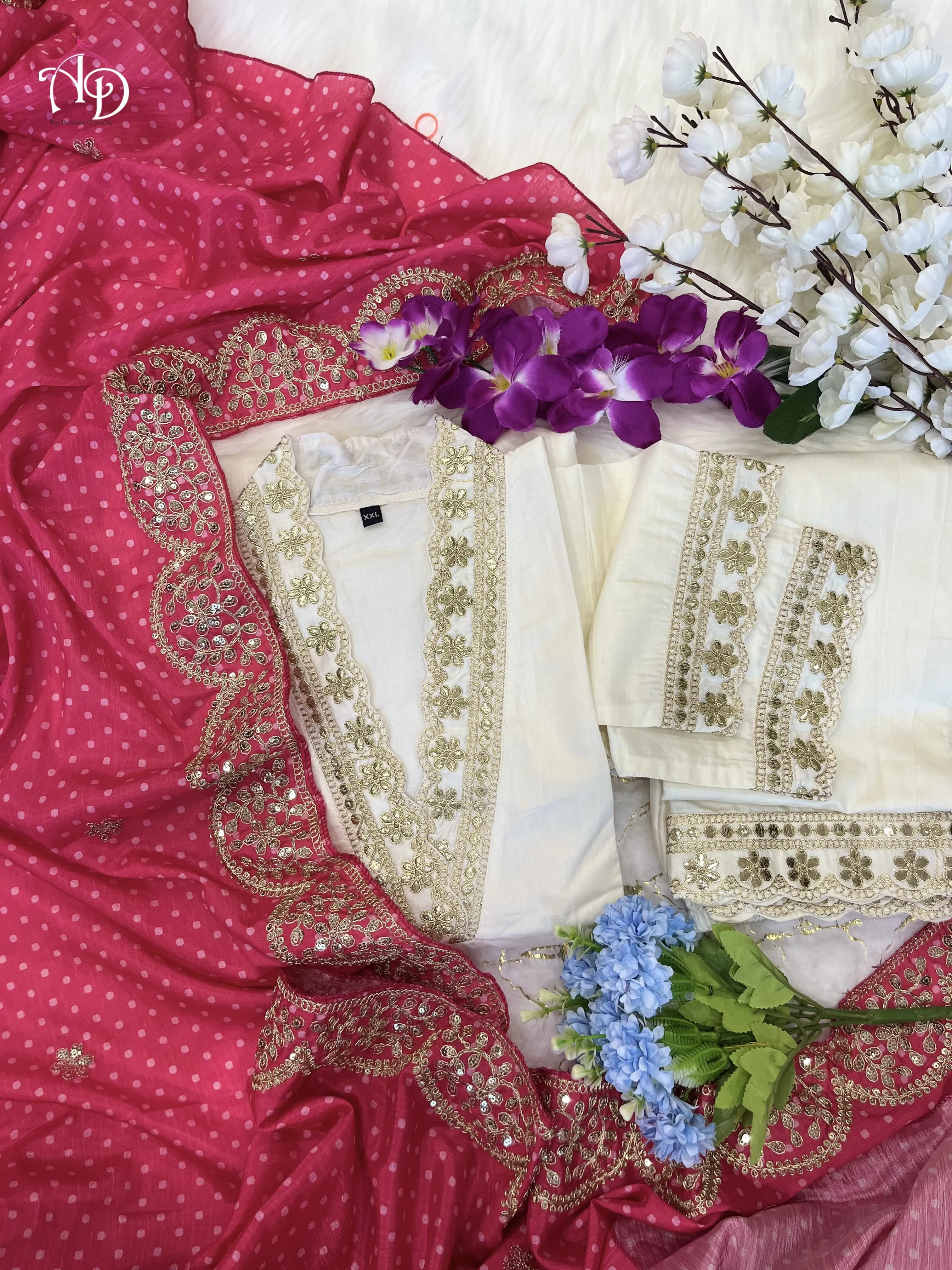 Beautiful Designer Purple Banana Cotton Silk Salwar Suit