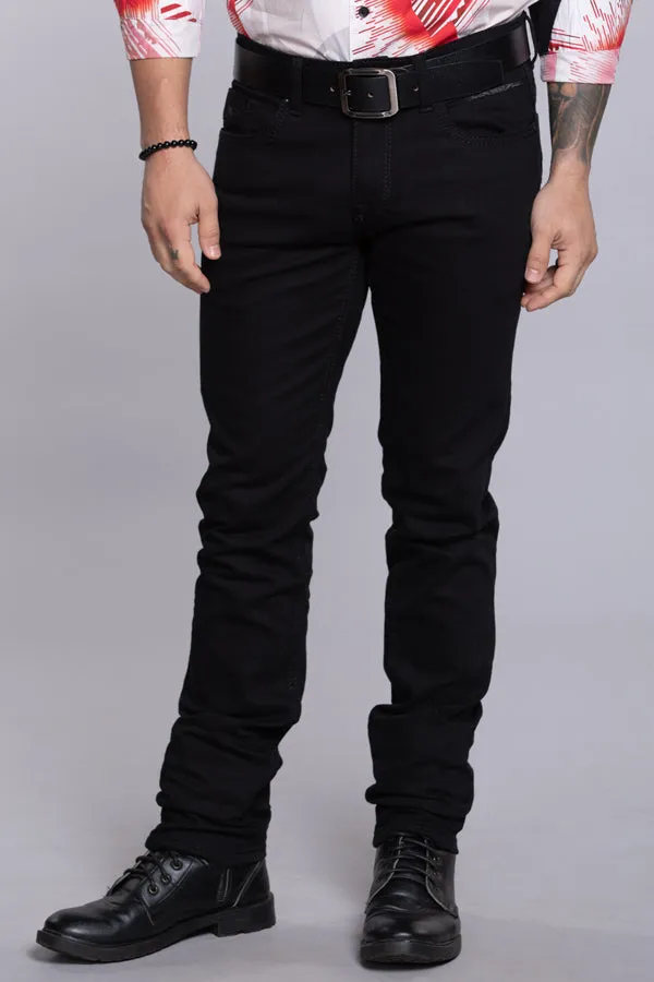 Black 5 Pocket Mid-Rise Slim Straight Fit Jeans