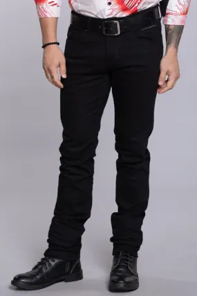 Black 5 Pocket Mid-Rise Slim Straight Fit Jeans
