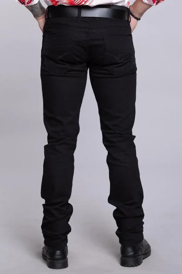 Black 5 Pocket Mid-Rise Slim Straight Fit Jeans