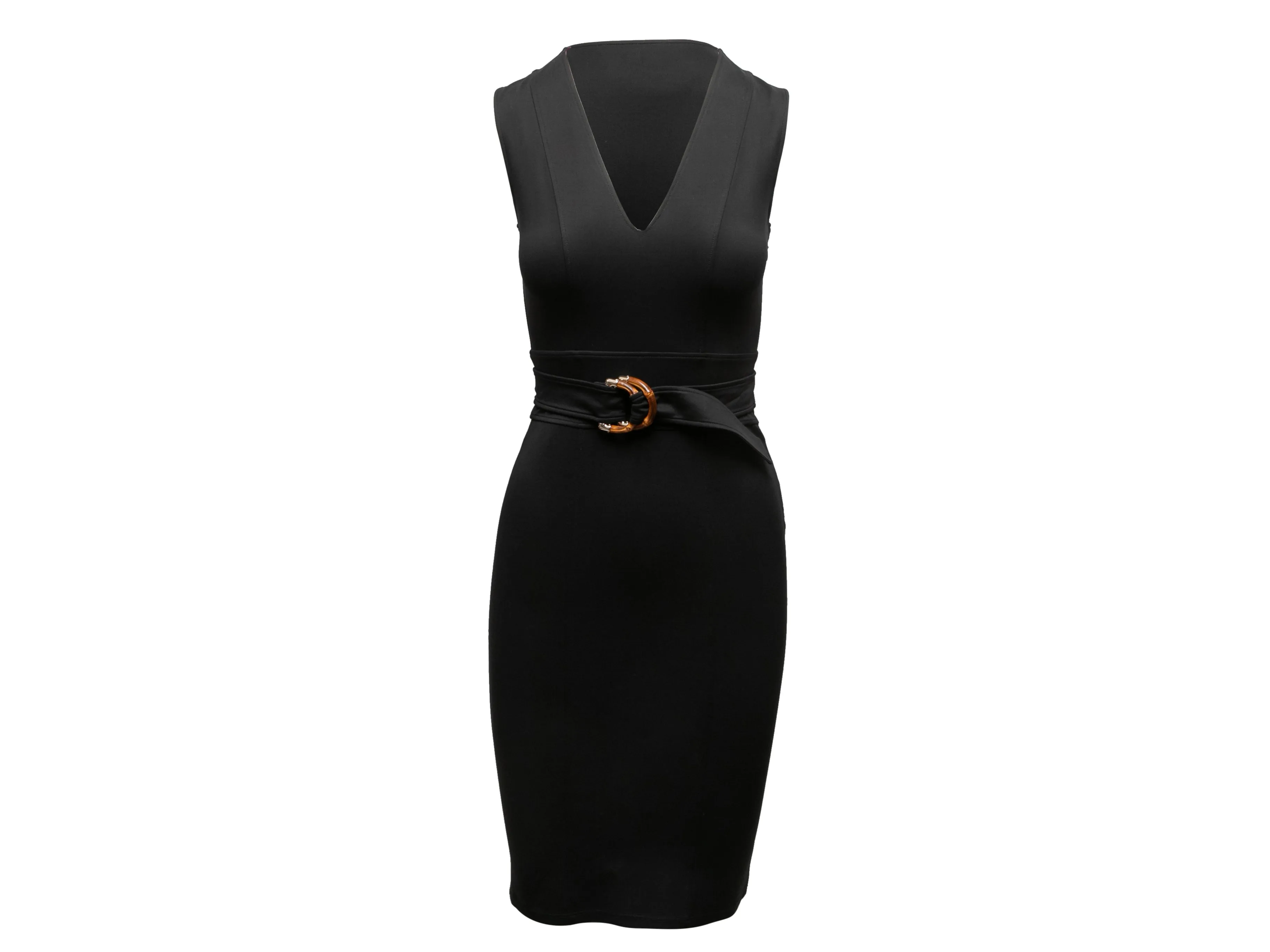 Black Gucci Belted Sleeveless Bodycon Dress Size US XS