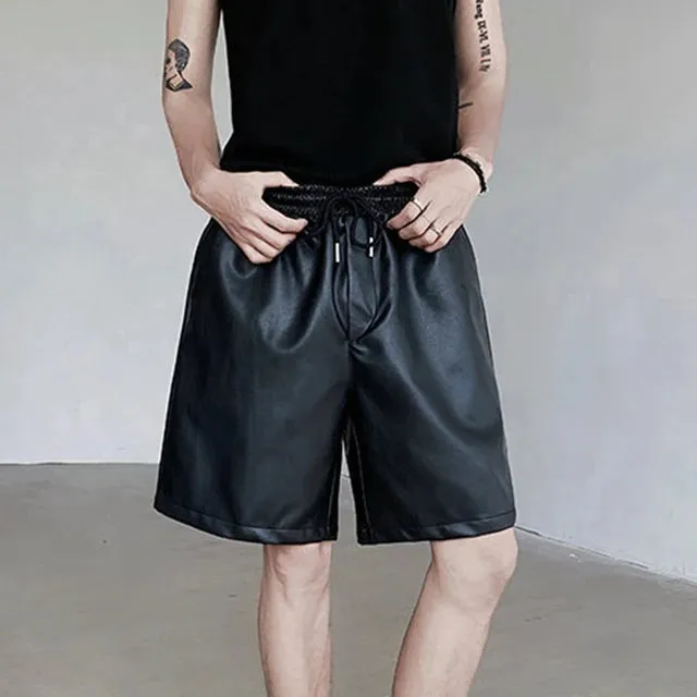 Black PU Leather Loose Shorts