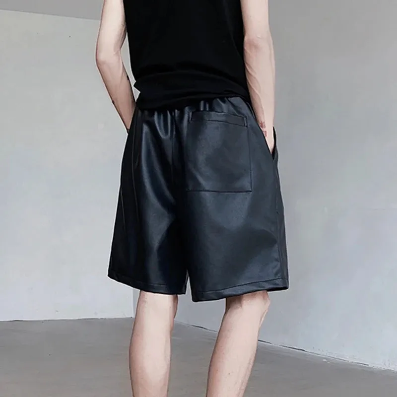 Black PU Leather Loose Shorts