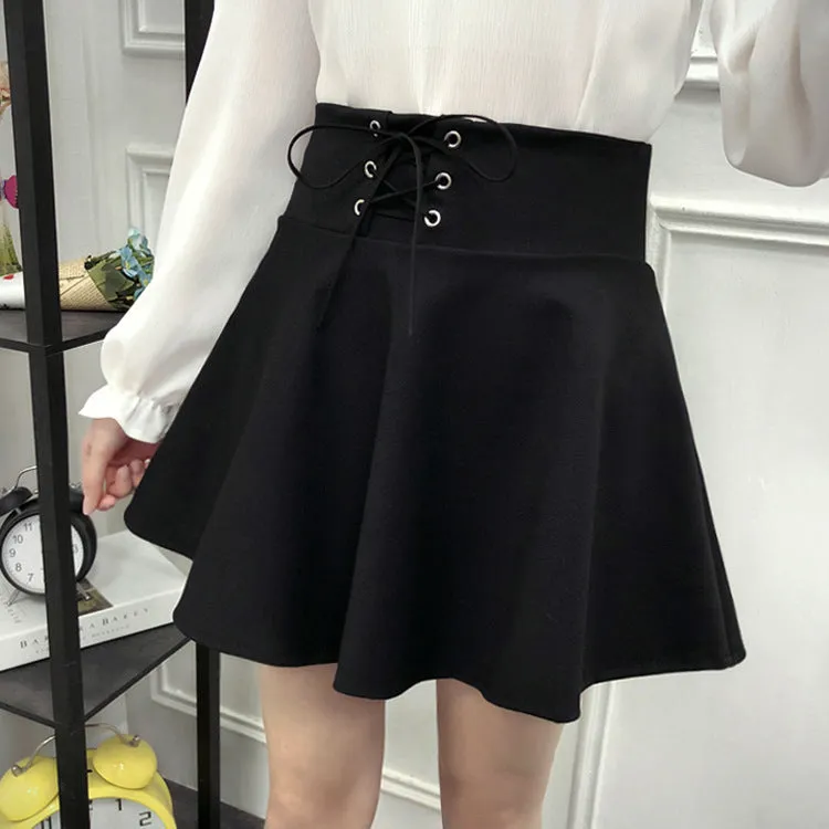 Black Skirt Flare A-Line Flare Women High Waist Pleated Skorts
