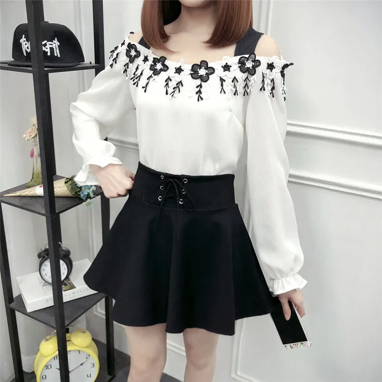 Black Skirt Flare A-Line Flare Women High Waist Pleated Skorts